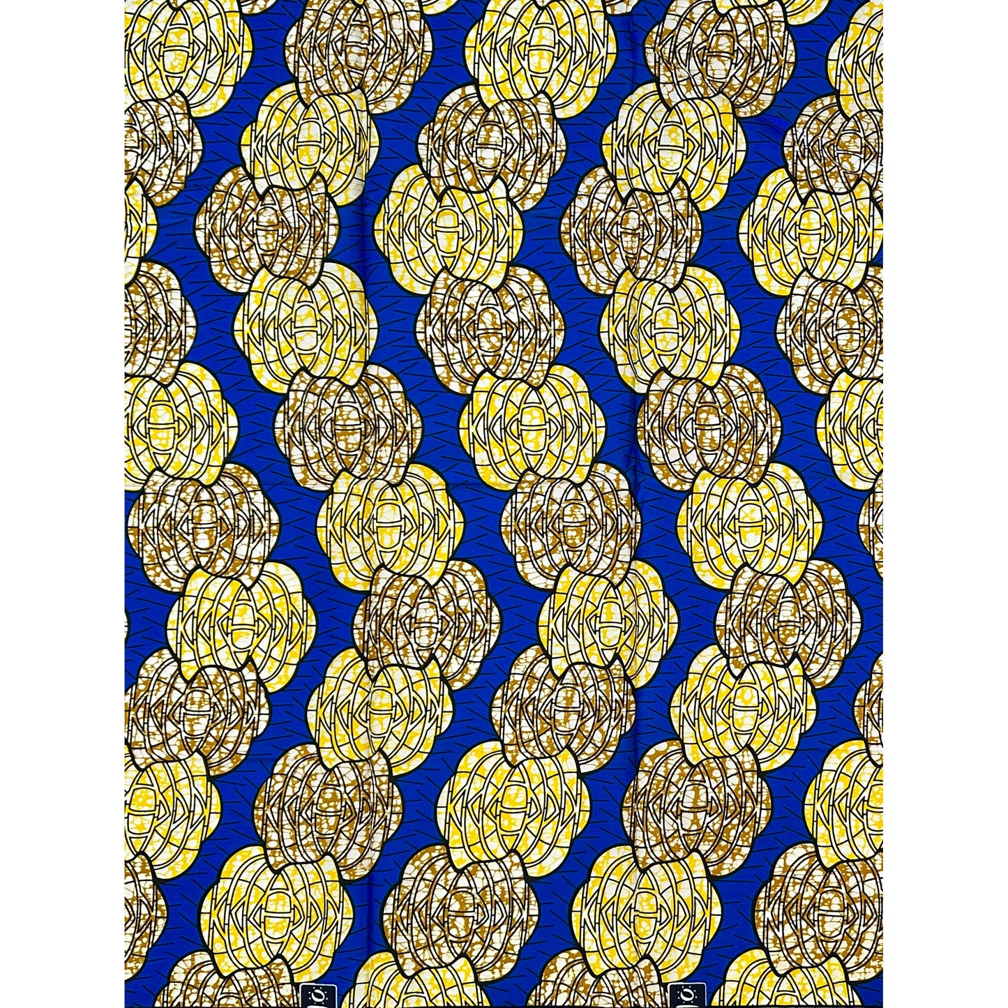 African Print Fabric/ Ankara - Blue, Yellow, Brown ‘Ọláyẹmí', ~1 YARD