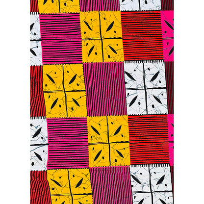 African Print Fabric/ Ankara - Red, Pink, Marigold 'Calypso Kandara', YARD or WHOLESALE
