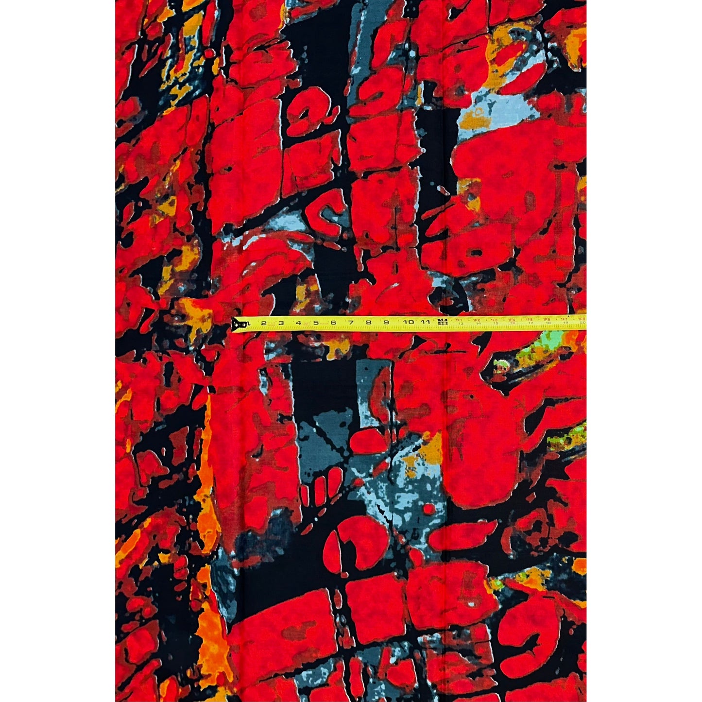 African Print Fabric/ Ankara - Red, Black, Orange Gray 'Street Ember', Yard or Wholesale