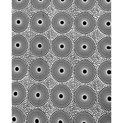African Print Fabric/ Ankara - Black, White 'Bullseye' Design, YARD or WHOLESALE