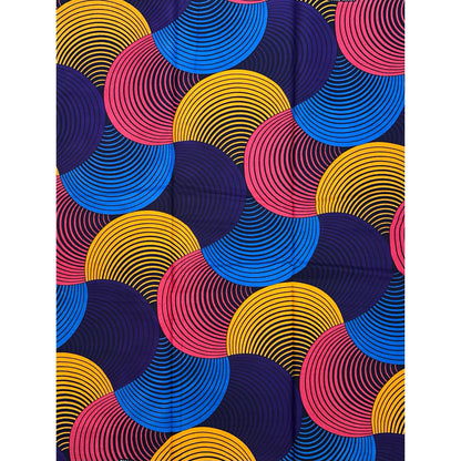 African Print Fabric/ Ankara - Pink, Purple, Marigold, Blue 'Ayo Waves', YARD or WHOLESALE