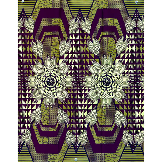 African Print Fabric/ Ankara - Brown, Yellow 'Power Lies In You' Design