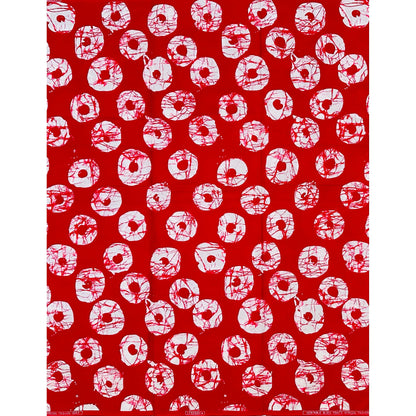 African Print Fabric/ Ankara - Red, White 'Oro of Breeze' Design, YARD or WHOLESALE