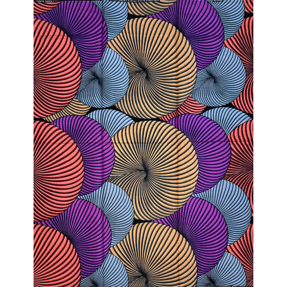 African Print Fabric/ Ankara - Pink, Purple, Beige, Gray 'Whirlwind', YARD or WHOLESALE