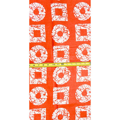 African Print Fabric/ Ankara - Orange, White 'Orun Balance’, YARD or WHOLESALE