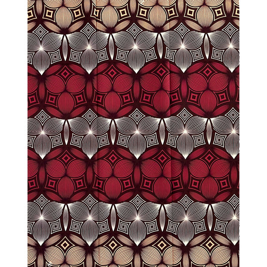 African Print Fabric/Ankara - Plum, Beige, Brown "Ifé Radiance" Design
