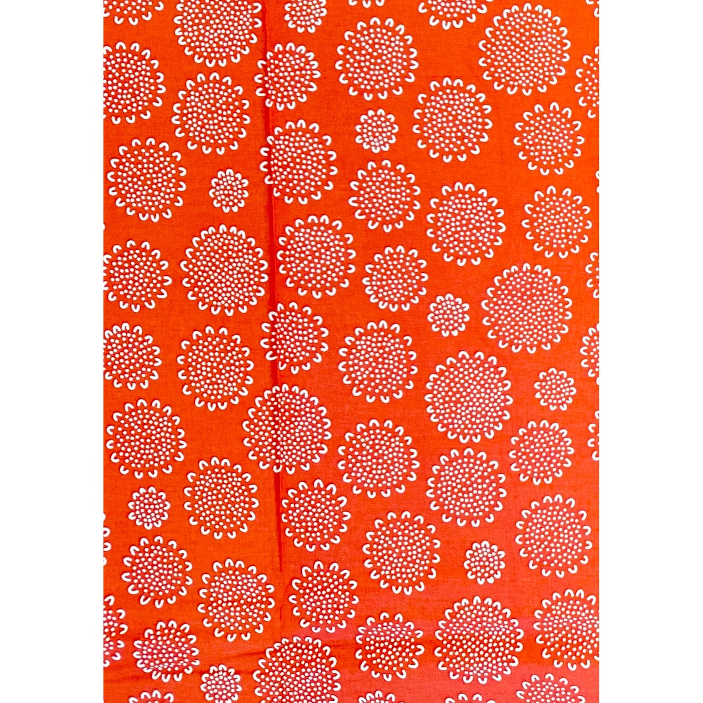 African Print Fabric/ Ankara - Orange, White 'Floral Soft Life', Per Yard or Wholesale