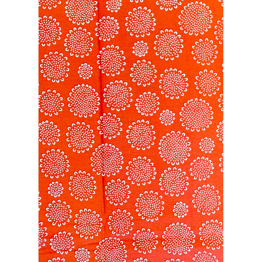 African Print Fabric/ Ankara - Orange, White 'Floral Soft Life', Per Yard or Wholesale