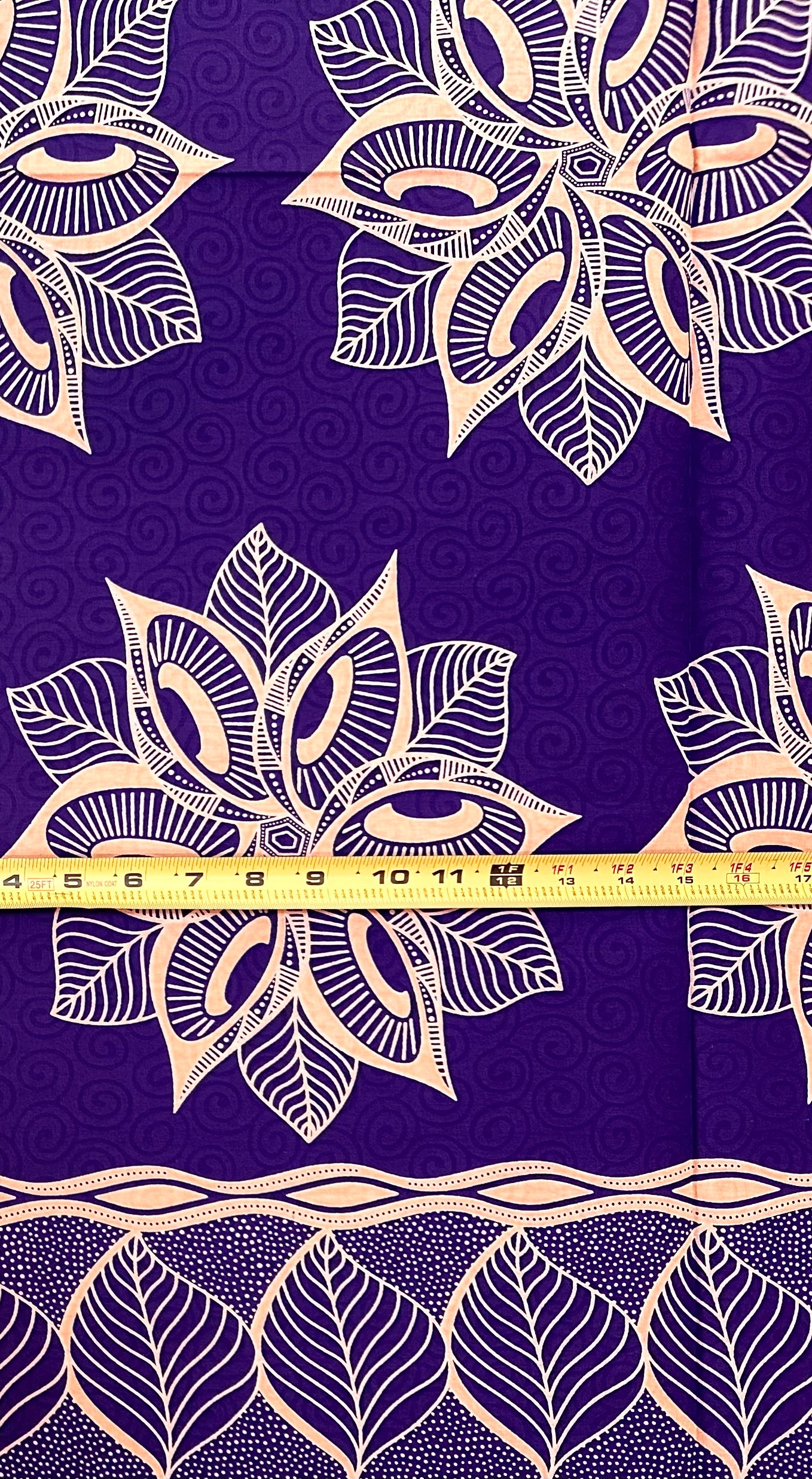 African Print Fabric/ Ankara - Purple, Beige “The Matriarch’s Seat', 1 YARD