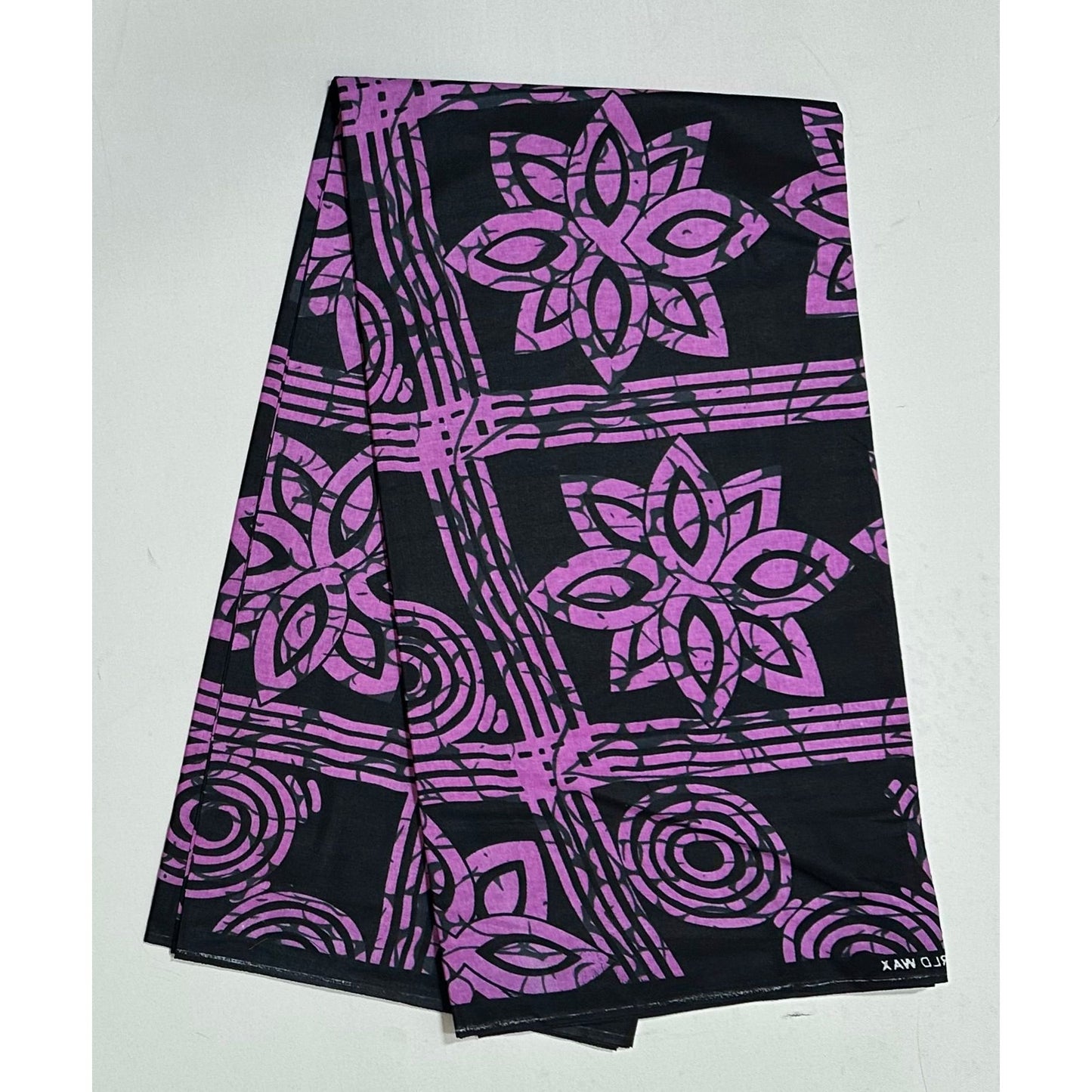 African Print Fabric/ Ankara - Black, Purple 'Fine Pass' Design, Yard or Wholesale