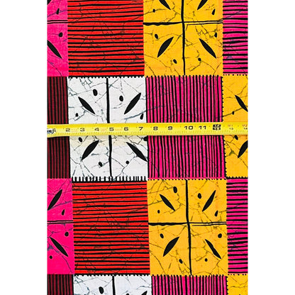 African Print Fabric/ Ankara - Red, Pink, Marigold 'Calypso Kandara', YARD or WHOLESALE
