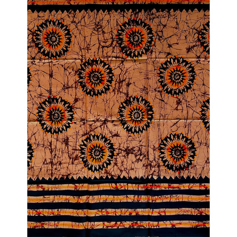 African Print Fabric/Ankara - Orange, Brown, Black "Zuma" Design