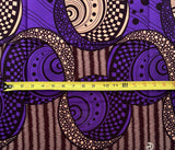 African Print Fabric/ Ankara - Purple, Brown "Rich Vuyani" YARD or WHOLESALE