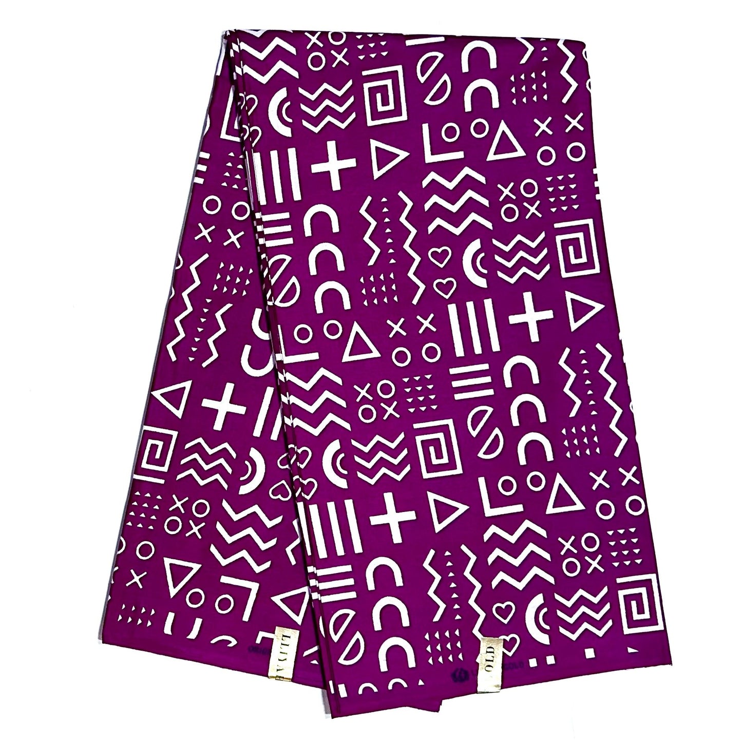 African Print Fabric/ Ankara - Purple, White 'Kírin' Design, YARD or WHOLESALE