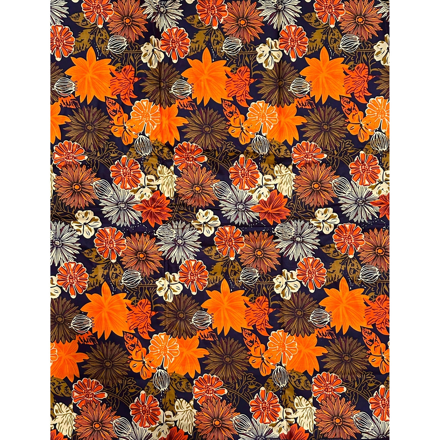 African Print Fabric/ Ankara - Brown, Orange, Beige 'Golden Entente' Design, YARD or WHOLESALE
