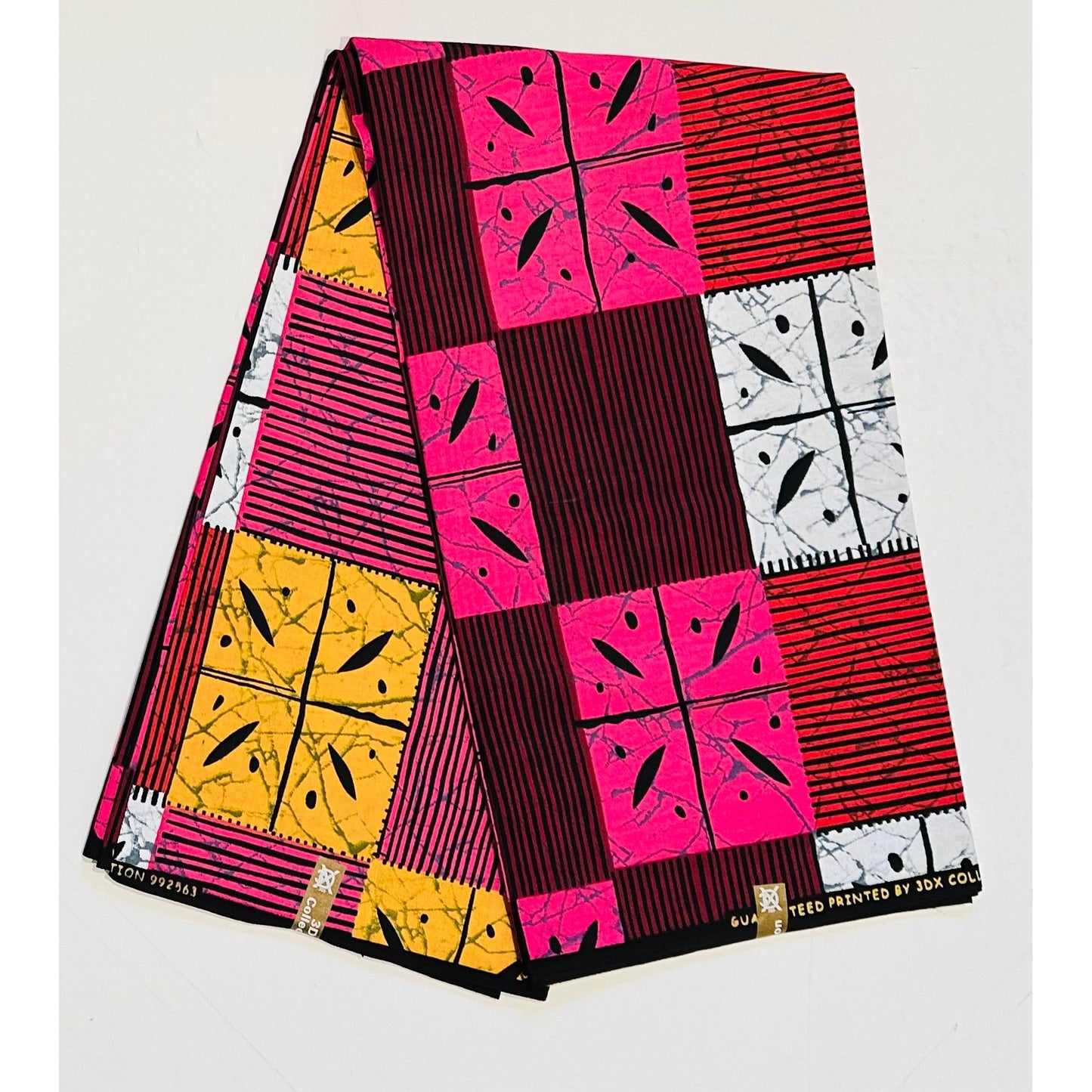 African Print Fabric/ Ankara - Red, Pink, Marigold 'Calypso Kandara', YARD or WHOLESALE