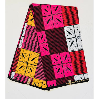 African Print Fabric/ Ankara - Red, Pink, Marigold 'Calypso Kandara', YARD or WHOLESALE