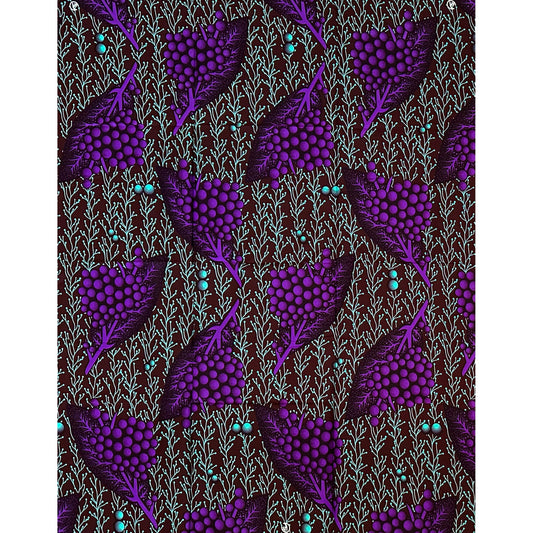 African Print Fabric/ Ankara - Purple, Turquoise, Brown 'Sweetness After Rain,’ 1 YARD