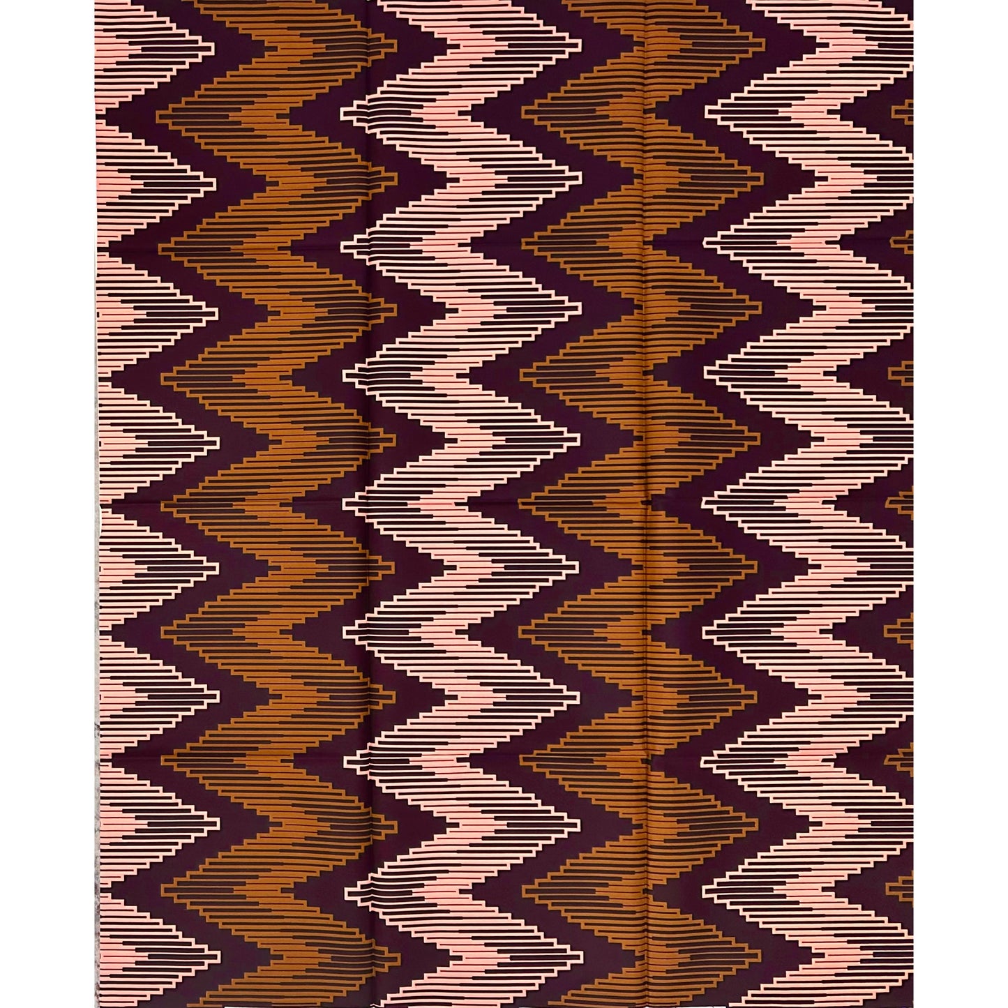 African Print Fabric/ Ankara - Pink, Brown "Stay the Course" Design, Yard