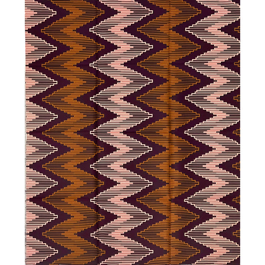 African Print Fabric/ Ankara - Pink, Brown "Stay the Course" Design, Yard