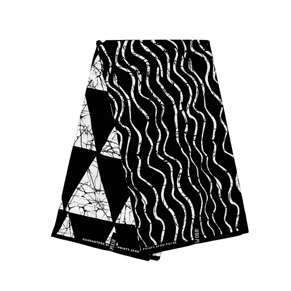 African Print Fabric/ Ankara - Black, White 'Off Script', Per Yard or Wholesale
