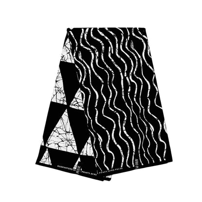 African Print Fabric/ Ankara - Black, White 'Off Script', Per Yard or Wholesale