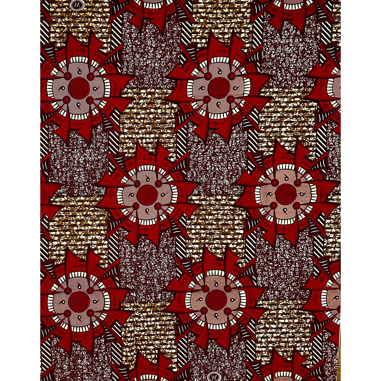 African Print Fabric/ Ankara - Red, Brown ‘Ella', 1 Yard
