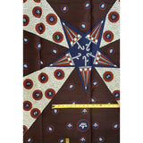 African Fabric/ Ankara - Brown, Navy, Cream 'Ceremonial Umbrella of Dahomey’ Design, YARD or WHOLESALE
