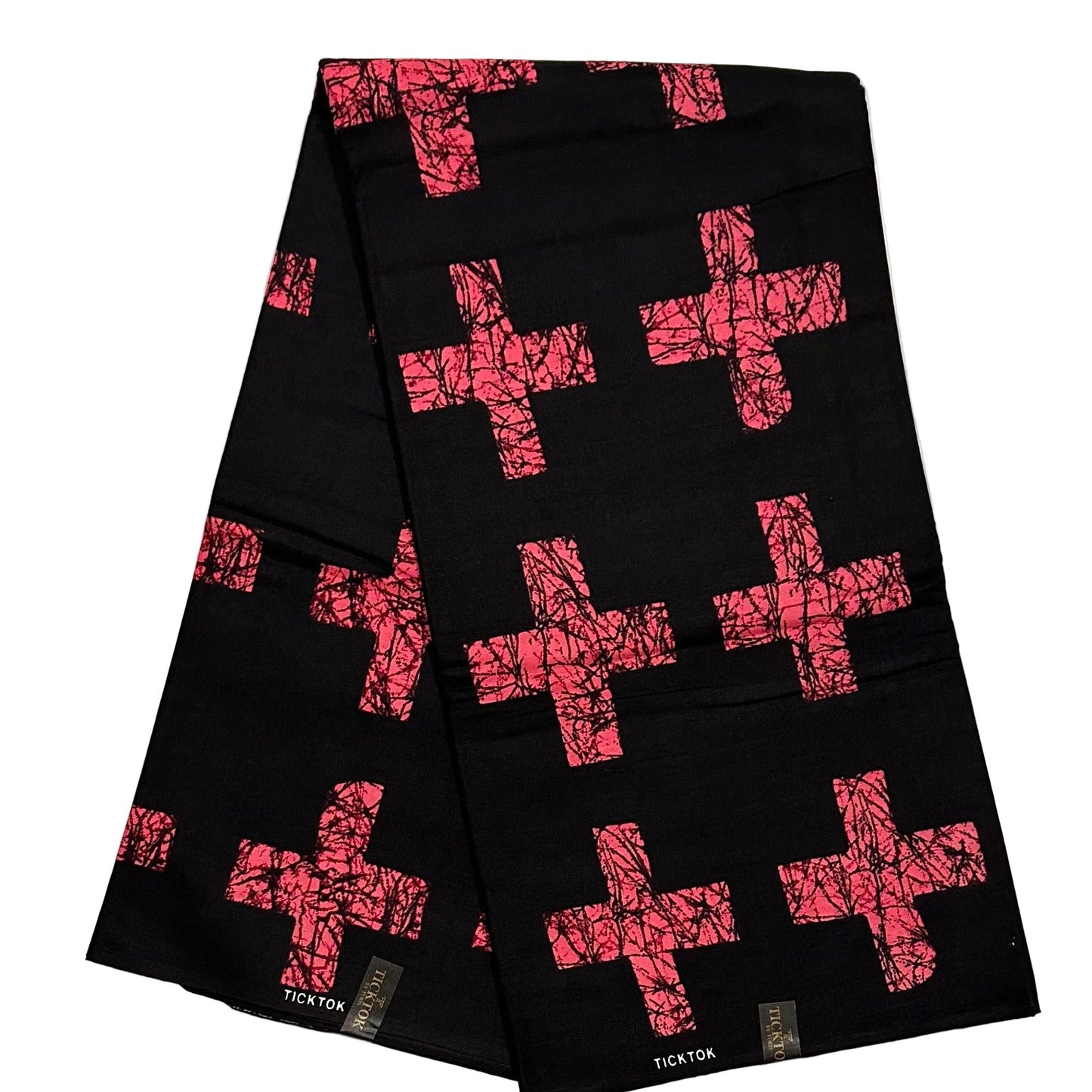 African Print Fabric/ Ankara - Dark Brown 'Pink Rune' Design, Yard or Wholesale