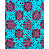 African Print Fabric/Ankara - Blue, Pink, Brown "Ziba Berry" Design
