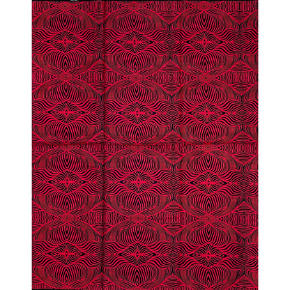 African Print Fabric/ Ankara - Red, Black 'Wave Am Well ' Design, YARD or WHOLESALE