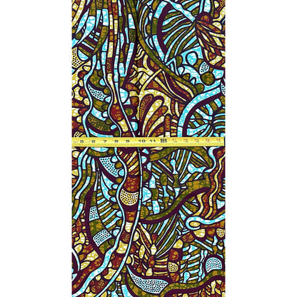 African Print Fabric/ Ankara - Turquoise, Brown, Green ‘The Mood Board' Design, YARD