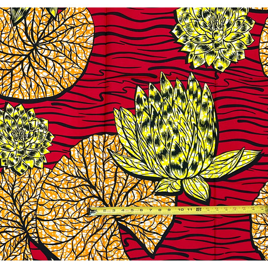 African Print Fabric/ Ankara - Red, Orange, Yellow 'Vitality' Design