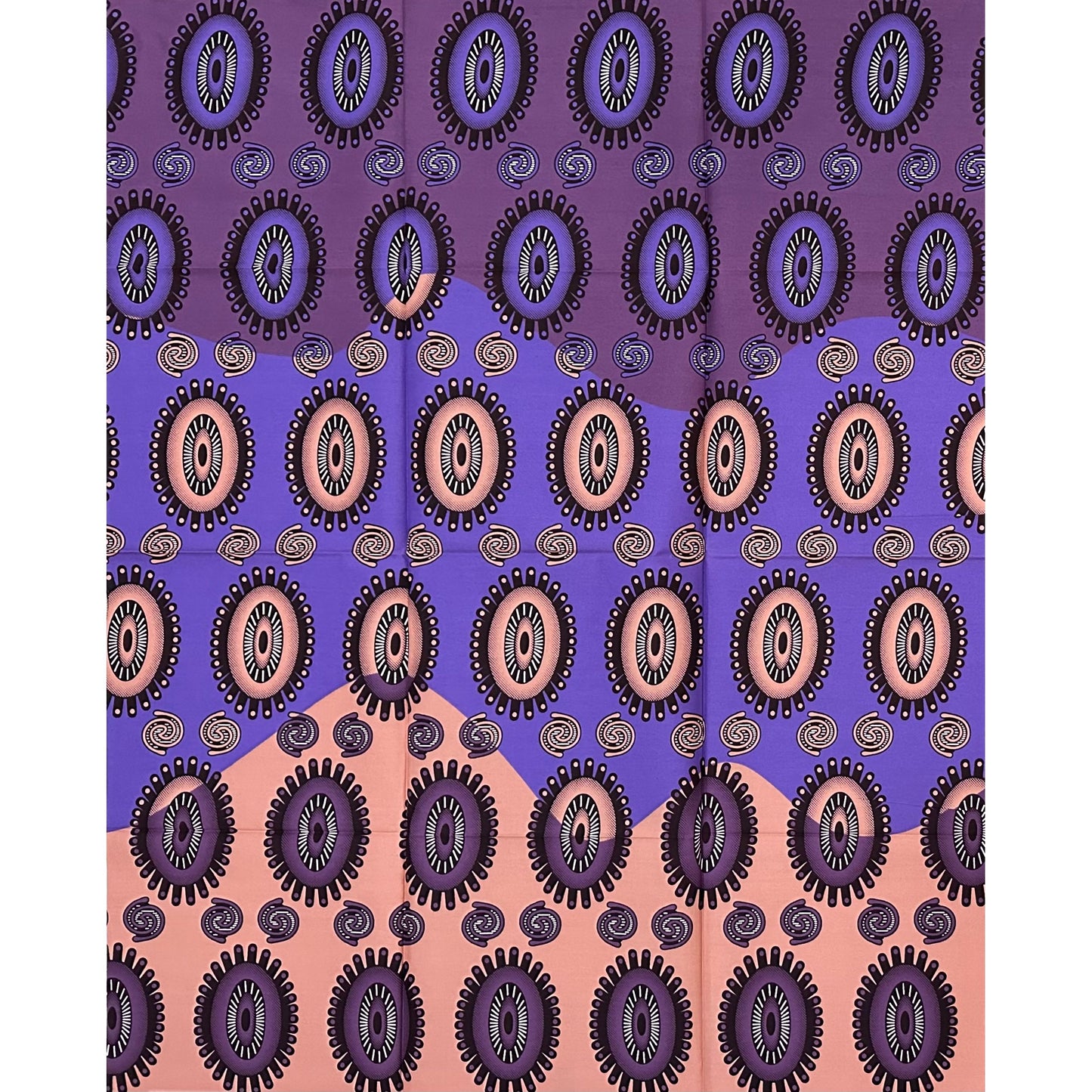African Print Fabric/ Ankara - Purple, Brown "Sweet Exit", 1 Yard