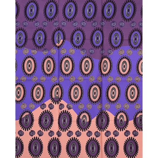 African Print Fabric/ Ankara - Purple, Brown "Sweet Exit", 1 Yard