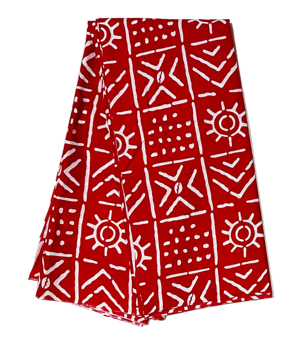 African Print Fabric/ Ankara - Red, White 'Bola Code' Design, YARD or WHOLESALE