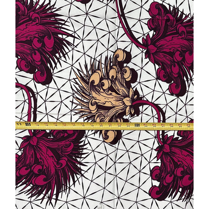 African Print Fabric/ Ankara - Plum, Brown, White “The Empress Vine', 1 YARD