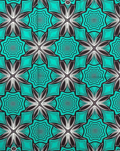 African Print Fabric/ Ankara - Green, Brown ‘First Choice' Design, YARD