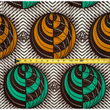 African Print Fabric/ Ankara - Green, Brown, Cream 'Yarona,’ YARD