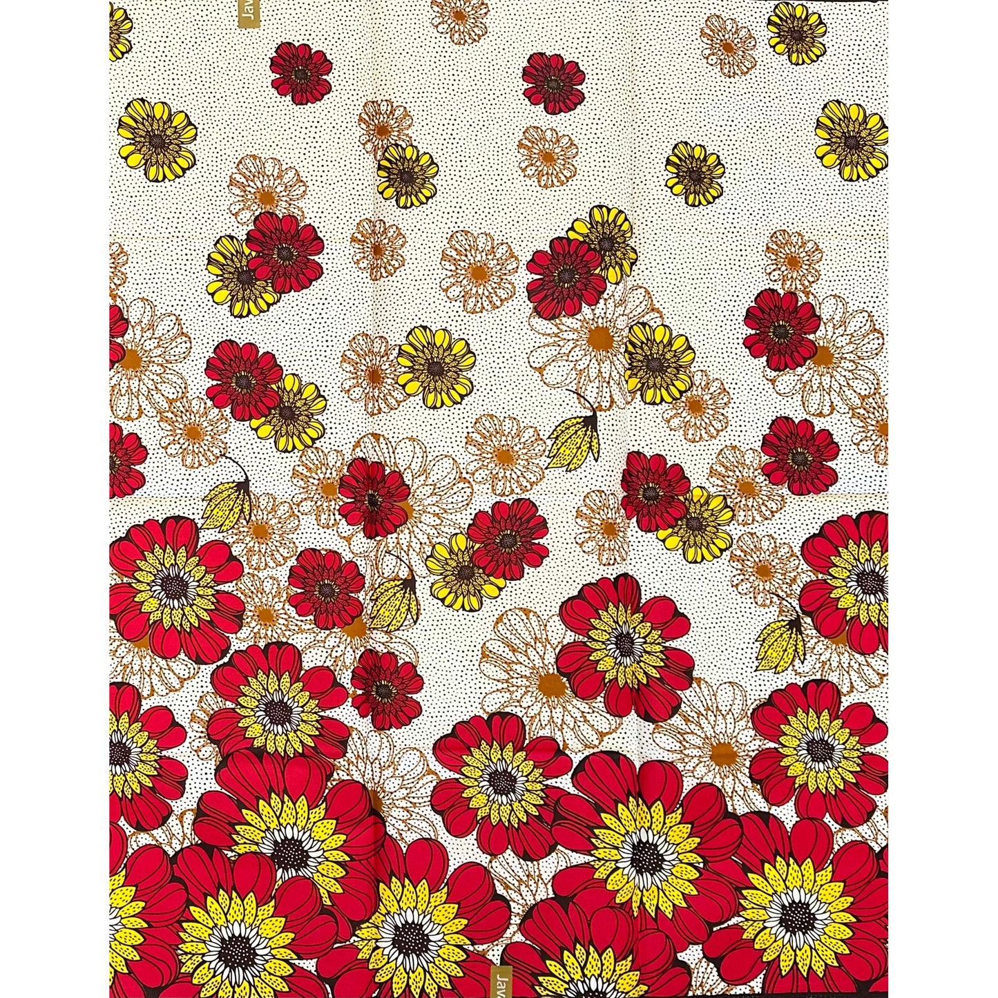 African Print Fabric/ Ankara - Red, Yellow 'Bloom Where You Are Rooted' Design