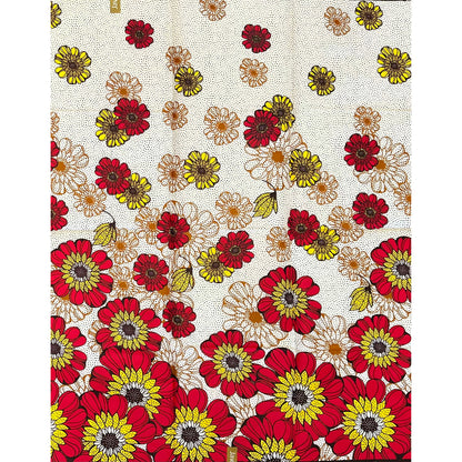 African Print Fabric/ Ankara - Red, Yellow 'Bloom Where You Are Rooted' Design