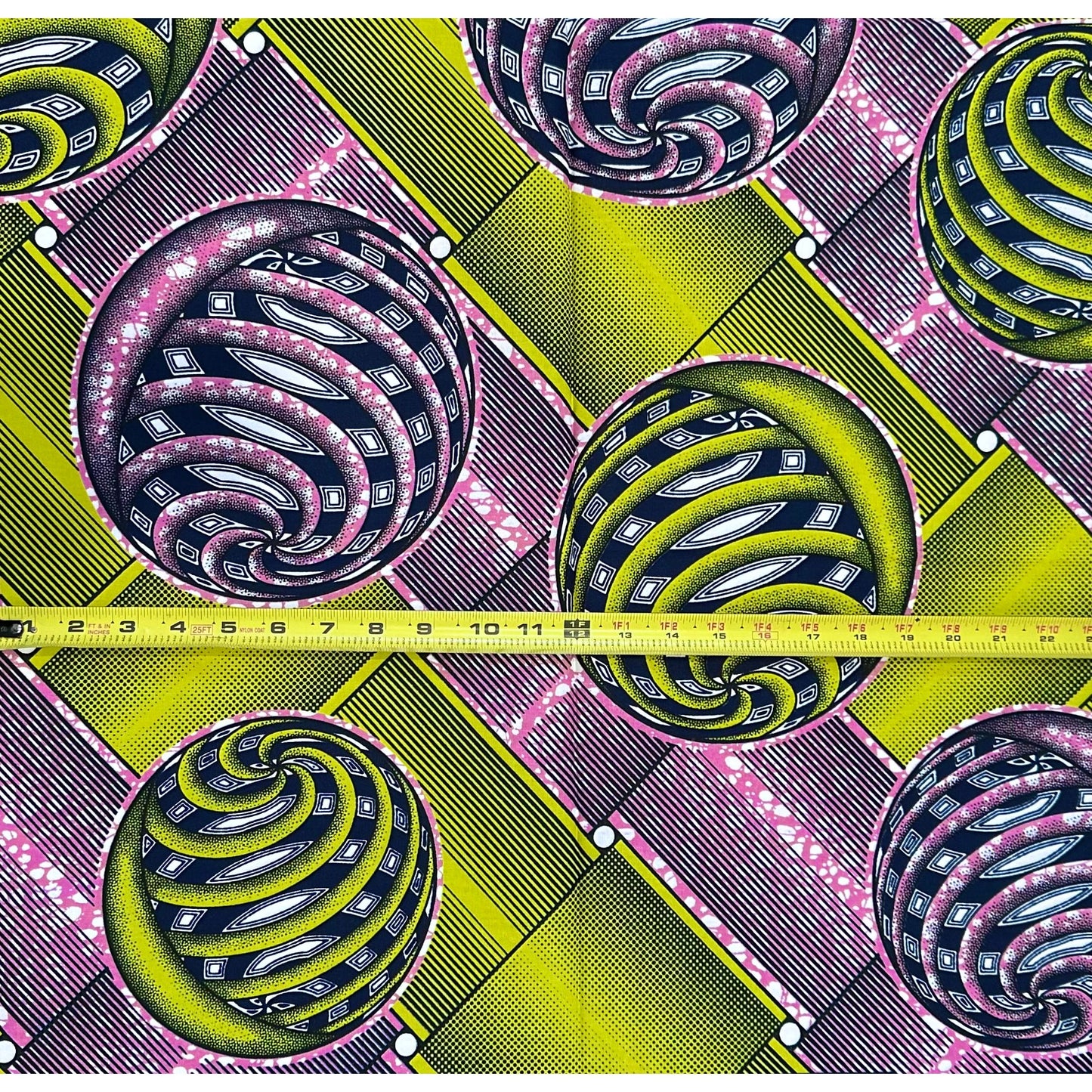 African Print Fabric/ Ankara - Purple, Chartreuse 'The World Never Stands Still' YARD