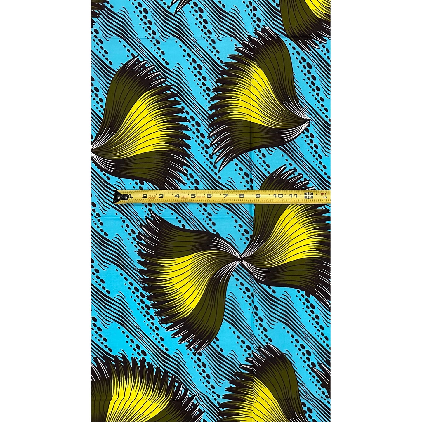 African Print Fabric/Ankara - Blue, Yellow, Green “Ayé Wings" Design, 1 Yard