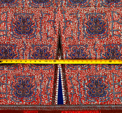 African Print Fabric/ Ankara - Lighter Brown, Blue 'Afia Umari,' YARD