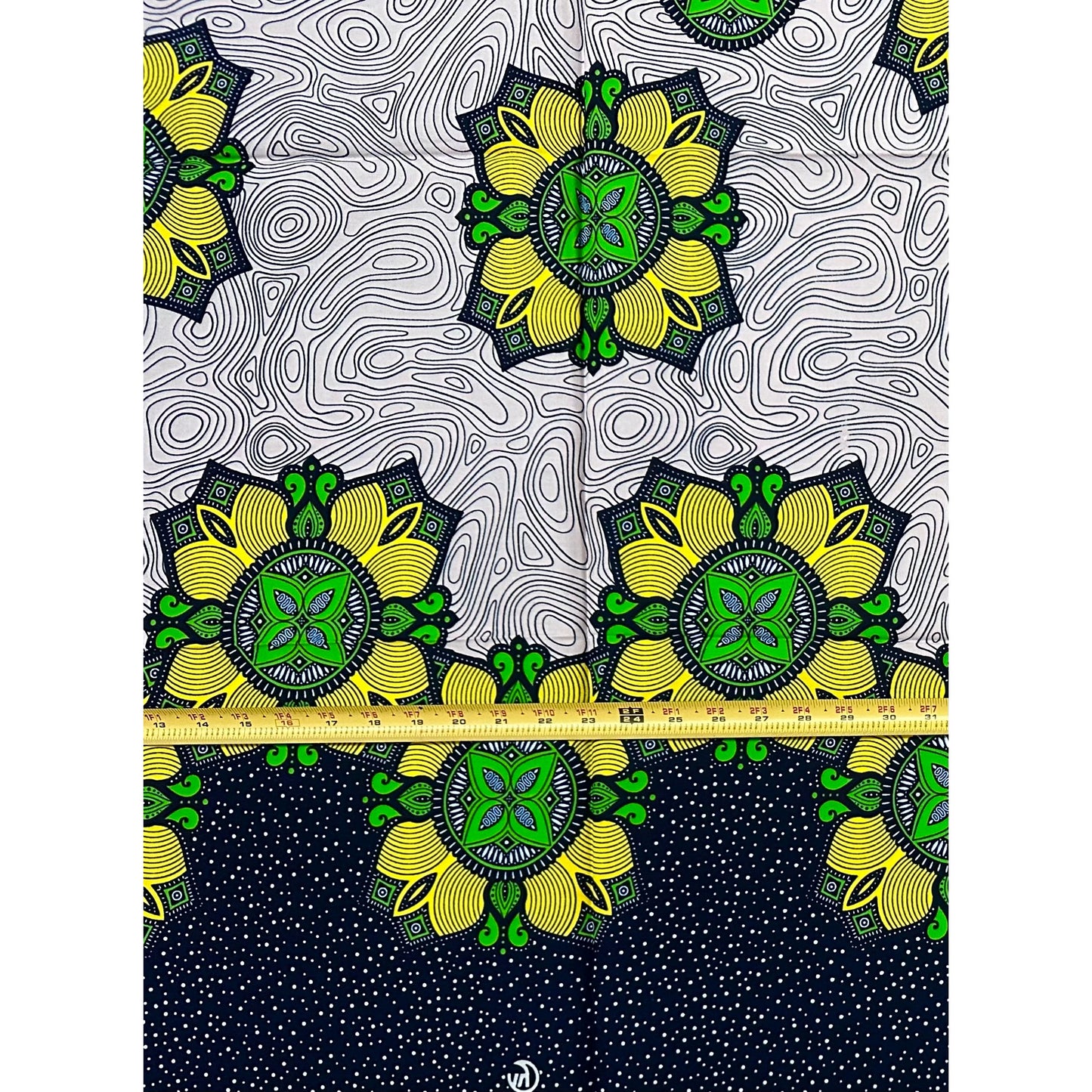 African Print Fabric/Ankara - Yellow, Green, Beige “Living Legacy" Design, 1 Yard