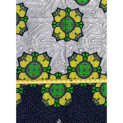 African Print Fabric/Ankara - Yellow, Green, Beige “Living Legacy" Design, 1 Yard