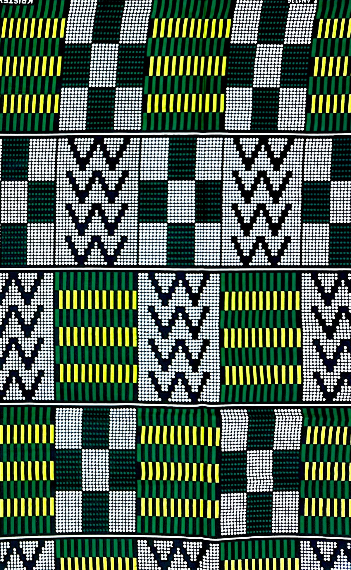 African Print Fabric/ Ankara - Shades of Green, White, Black 'Pattern Politics', YARD or WHOLESALE