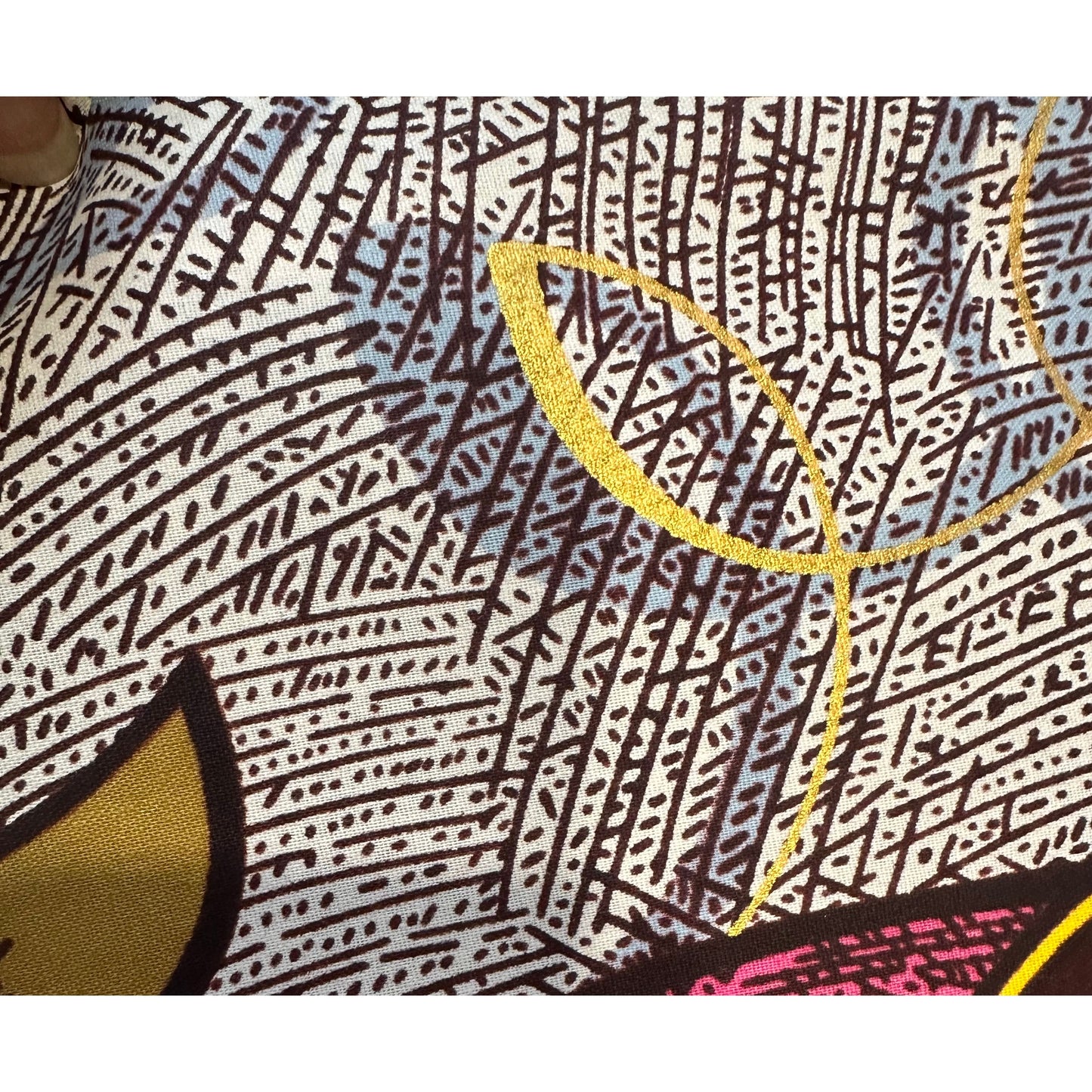 African Print Fabric/ Ankara - Pink, Yellow, Purple, Cream, Brown, Shimmering Gold 'Everyday Grace’, Yard or Wholesale