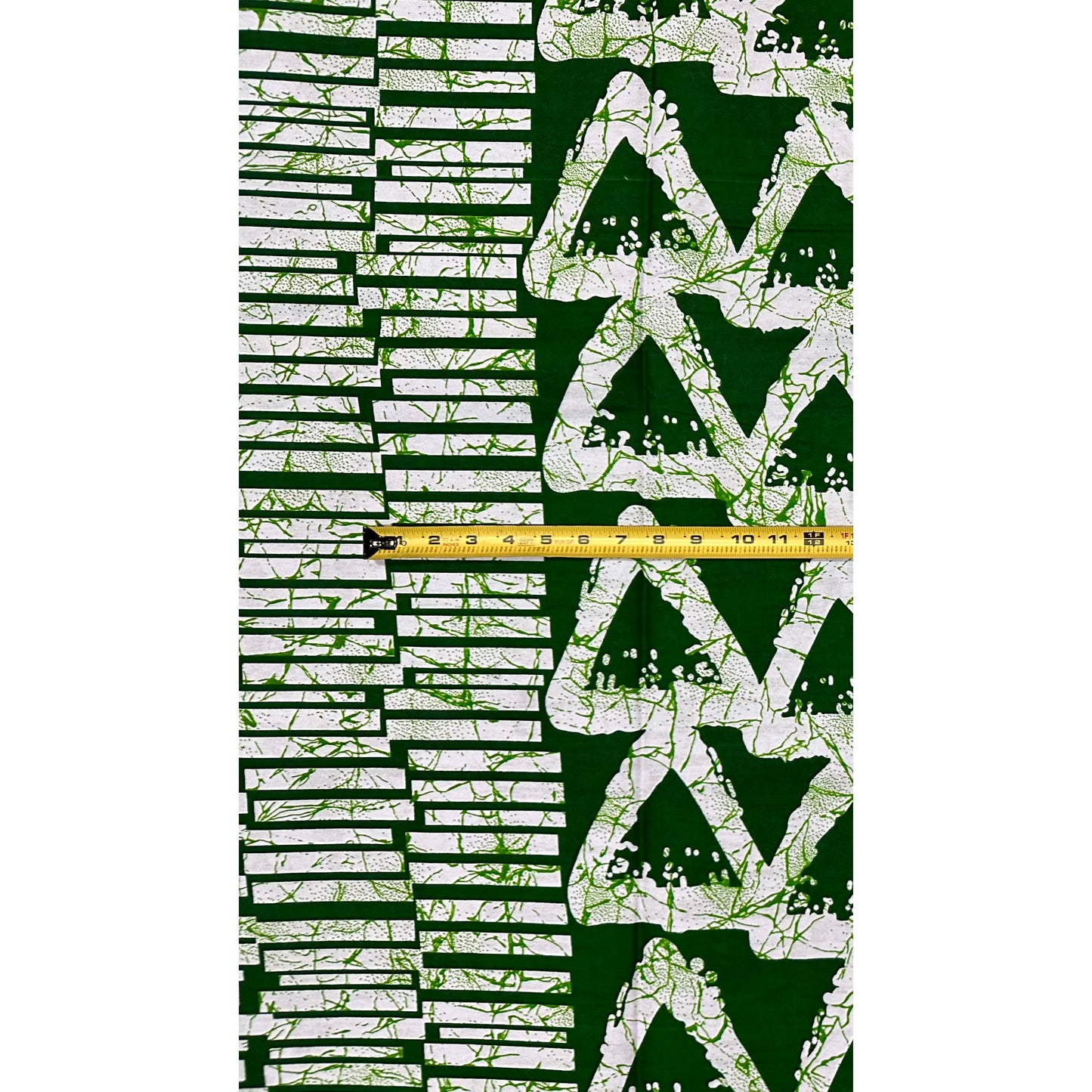 African Print Fabric/ Ankara - Green, White 'Eko Tab ' Design, YARD or WHOLESALE