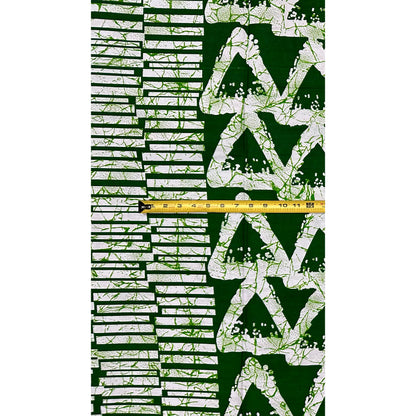 African Print Fabric/ Ankara - Green, White 'Eko Tab ' Design, YARD or WHOLESALE